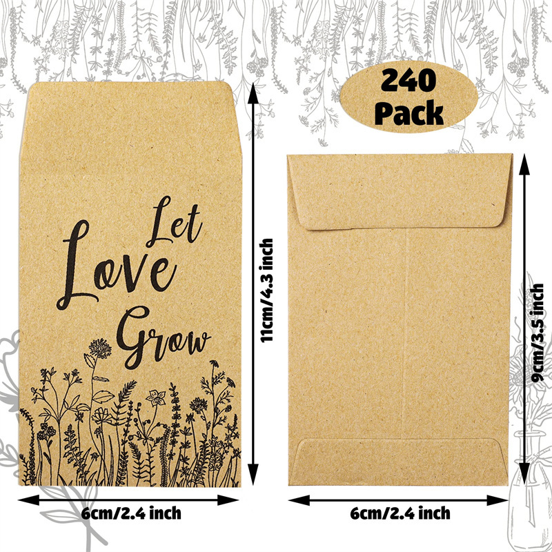 Custom Seed Packets Small Self-adhesive Kraft Envelopes For Seeds Storage Paper Envelope Packaging