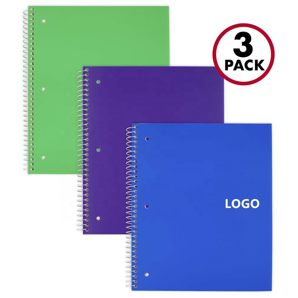 Custom Spiral Notebooks 3 Subject College Ruled Paper 150 Sheets 11 x 8.5  inches Black White Red