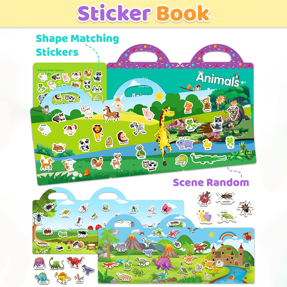 Custom Reusable Sticker Books for Kids 3 Sets Sticker Books Waterproof Stickers for Teens Girls Boys