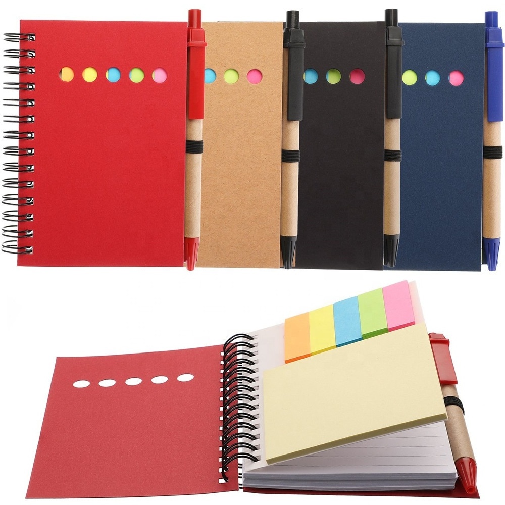 Custom Business Notebooks Customizable Spiral Lined Notepad Set with Pen And sticky note