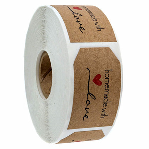 Custom 1.15x2 Inch Natural Kraft Paper Homemade with Love Gift Tag Sticker 500 Labels per roll