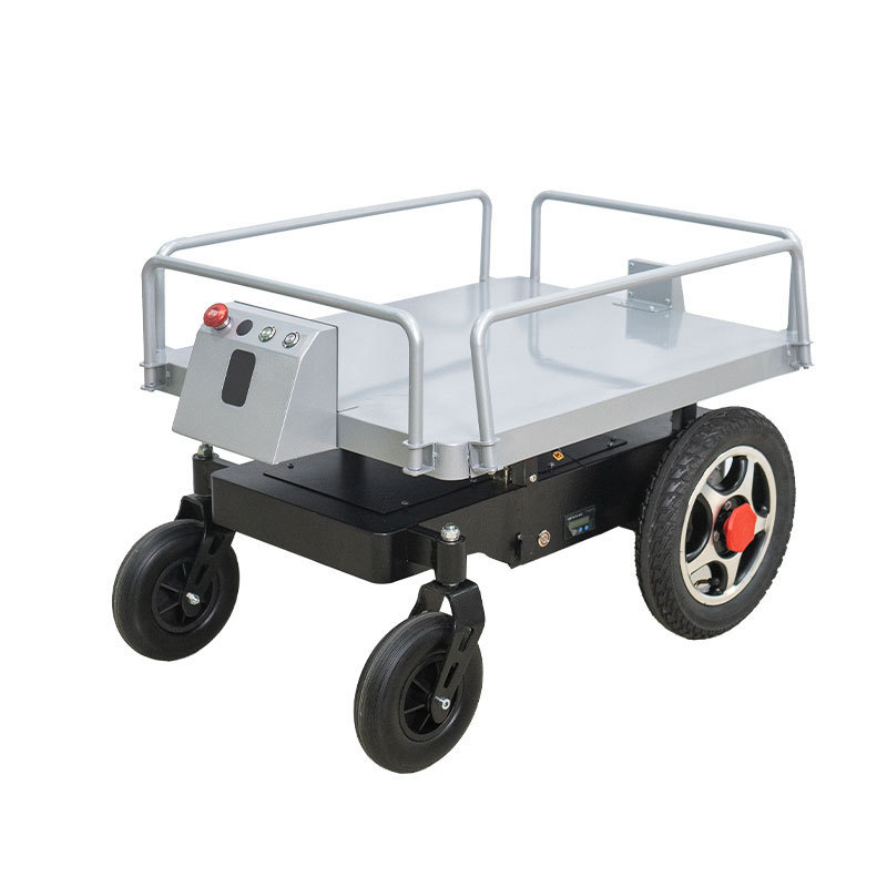 Automatic following stainless steel 4 wheels trolleys warehouse platform laser following robot