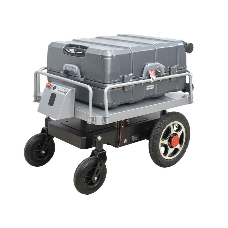 Automatic following stainless steel 4 wheels trolleys warehouse platform laser following robot