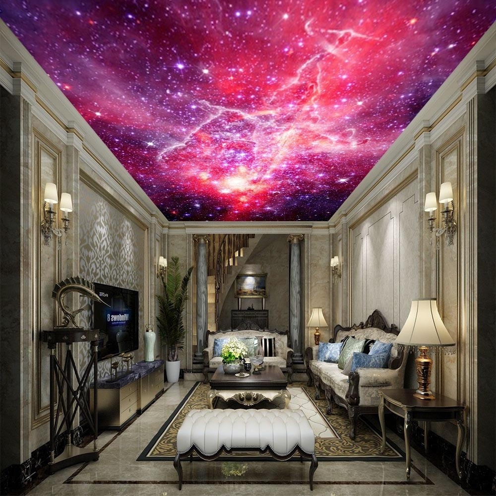 Home Decor Wall Mural Illumination Effect Fabric Tile Pvc Panel Light Design 3d Stretch Ceiling