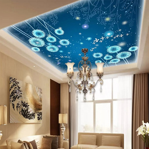 new design  uv print 3d effect stretch ceiling  suspended false ceiling interior decoration living room