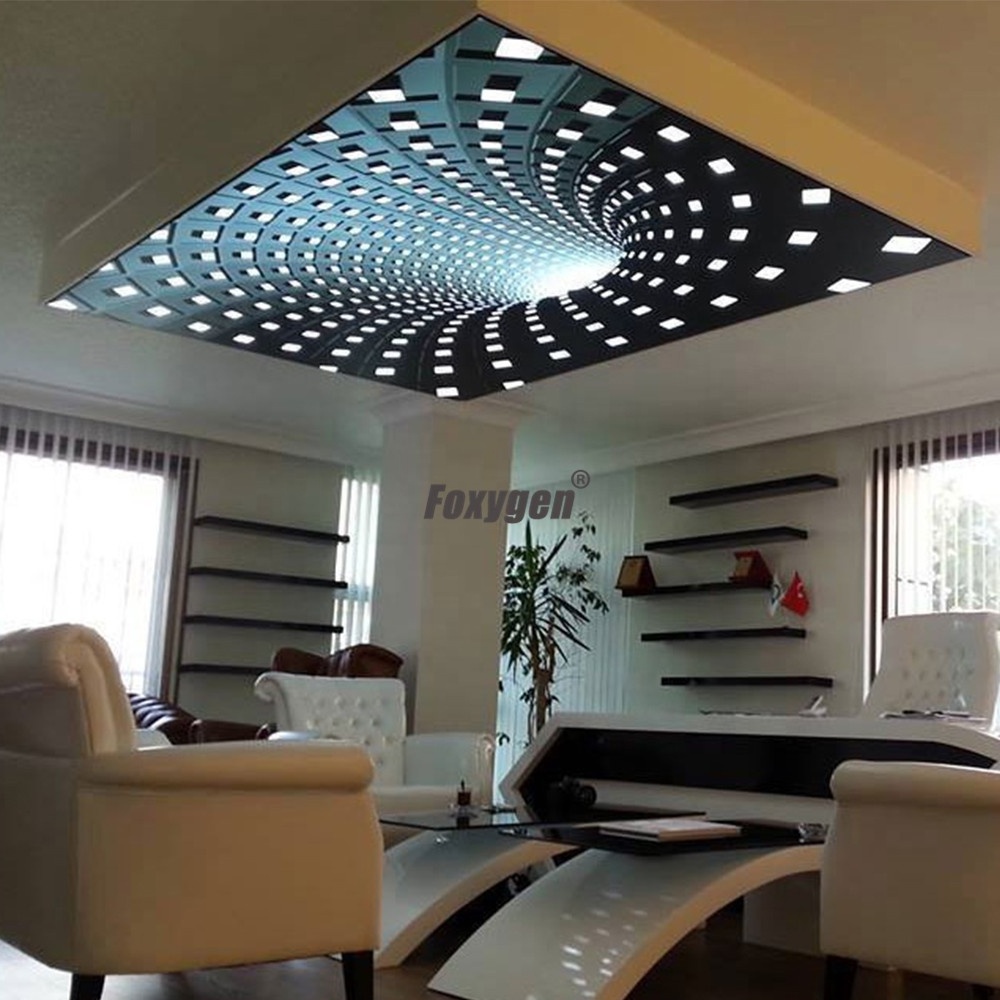 Interior decoration LED light decorative films ceiling PVC translucent 3D effectcustom UV printed stretch ceiling film