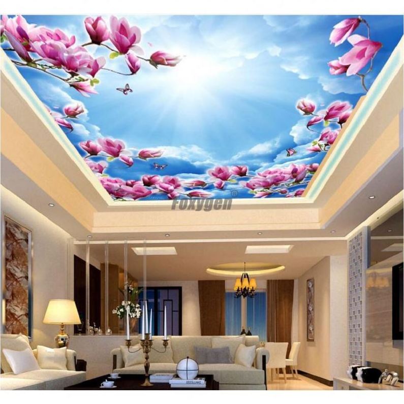 Wall paper no bubble high transparent pvc stretch ceiling film for decoration with accessories samples for household