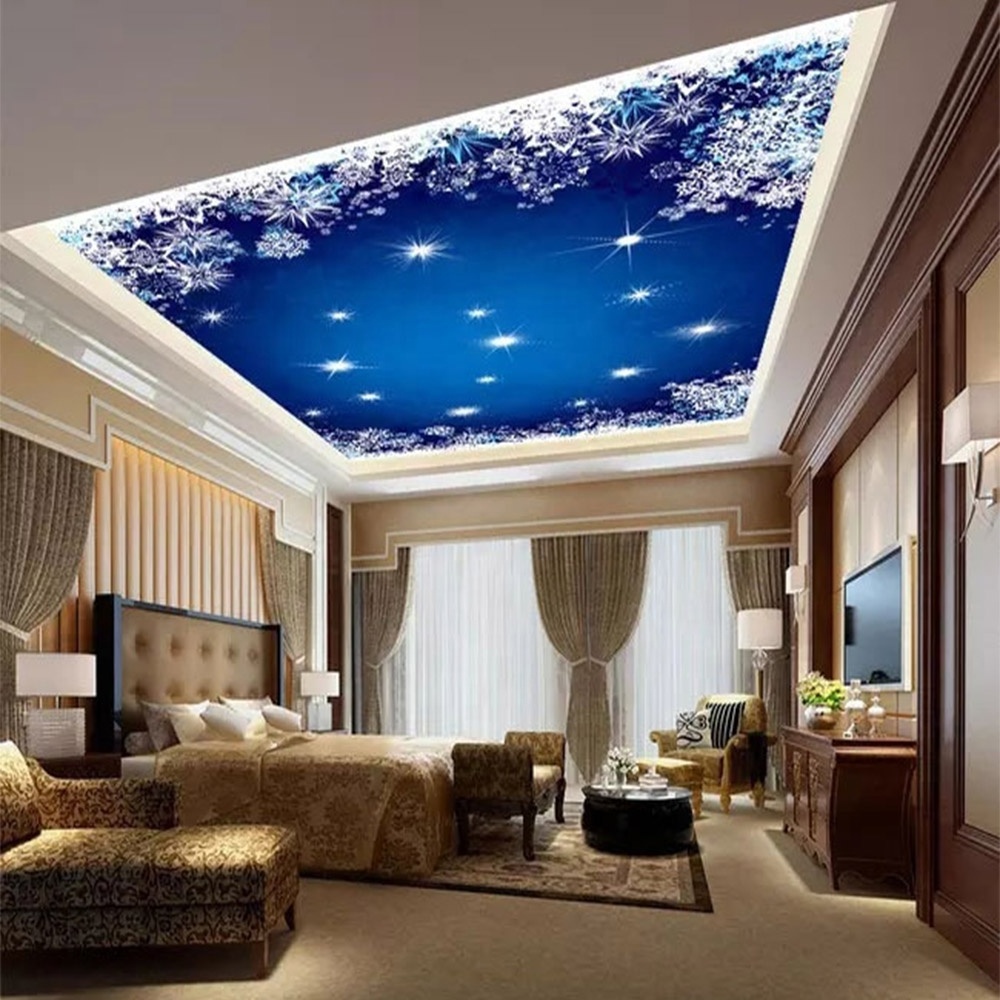 new design  uv print 3d effect stretch ceiling  suspended false ceiling interior decoration living room