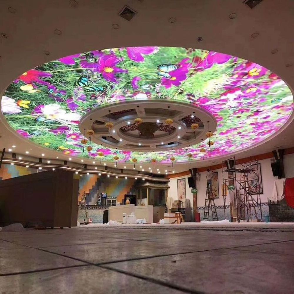 Green red flowers clear sunshine blue sky clouds UV print modern suspended ceilings for restaurant 3d effect stretch ceiling