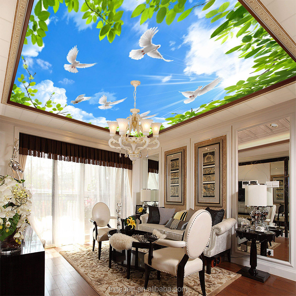 Home Decor Wall Mural Illumination Effect Fabric Tile Pvc Panel Light Design 3d Stretch Ceiling