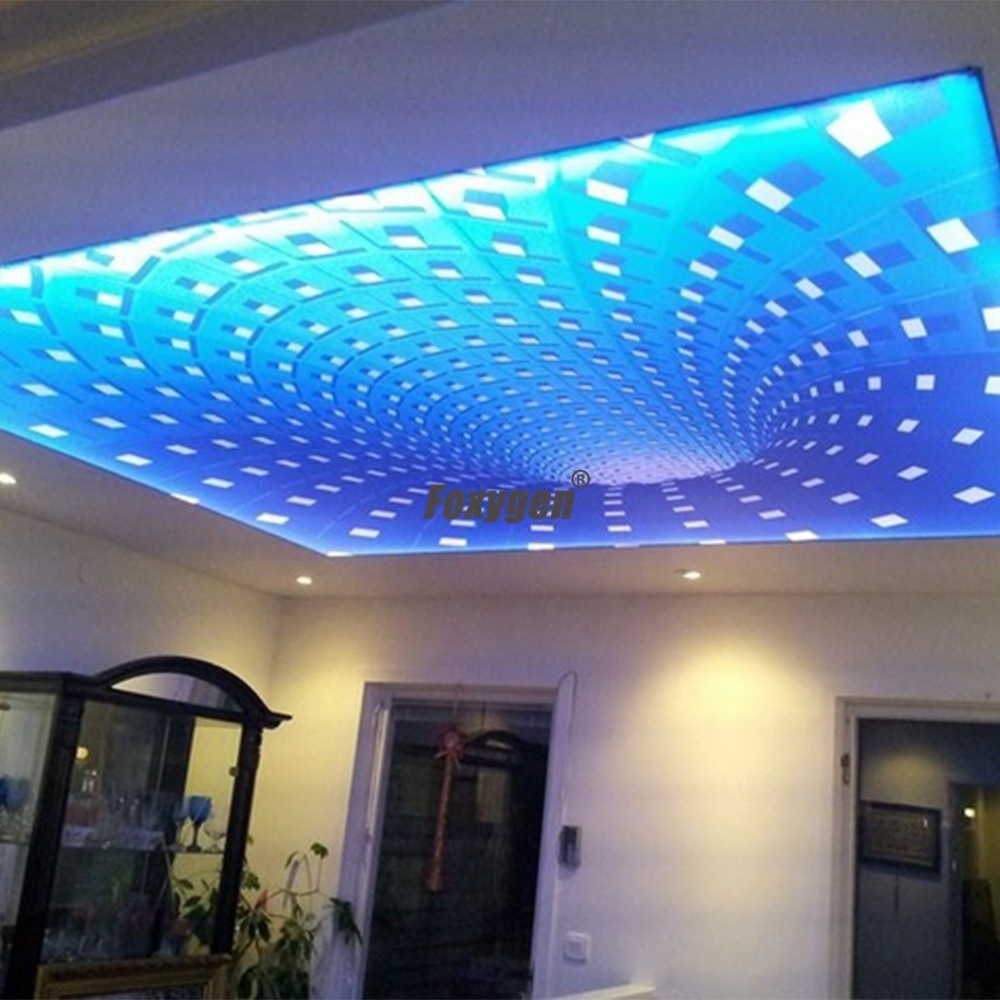 Plastic fabric  Interior decoration LED light decorative films ceiling PVC 3D effectcustom UV printed stretch ceiling film