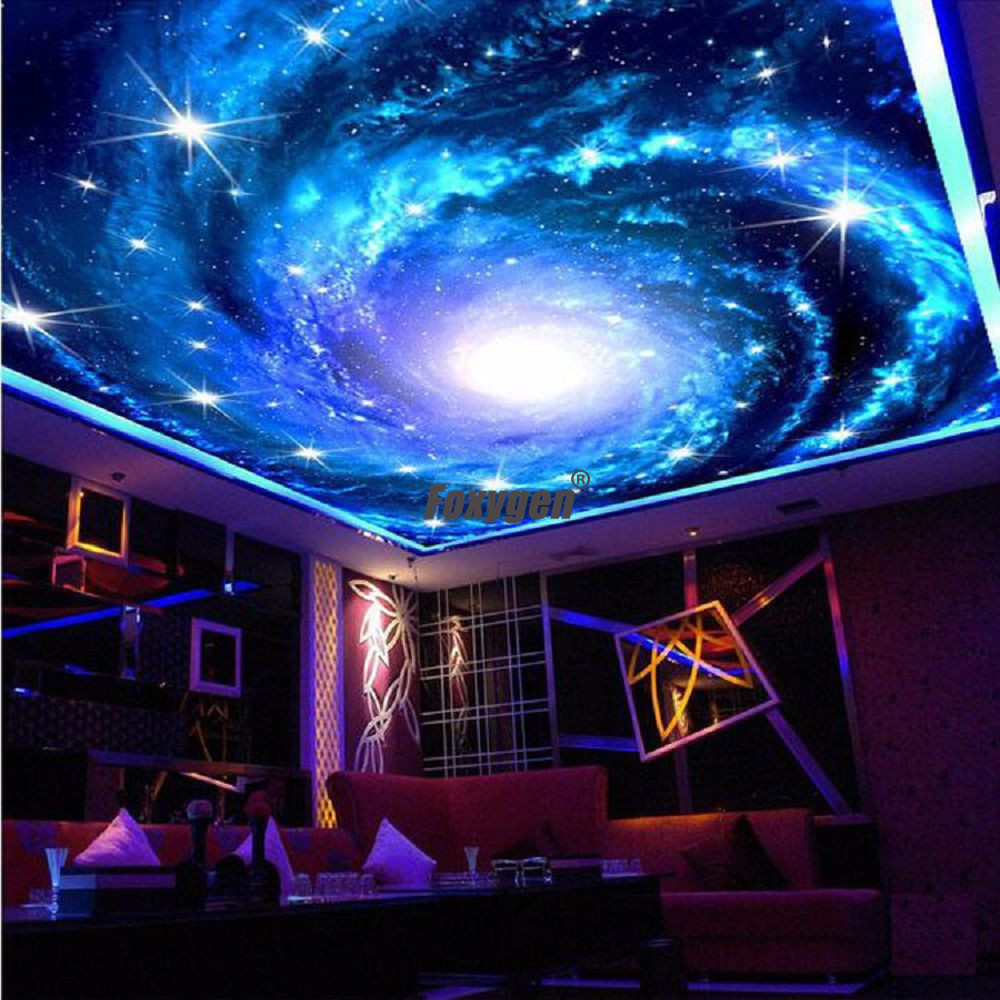 Bed room Ceiling decor night sky with star designs led fiber optic lights decorative films printed stretch ceilings film design