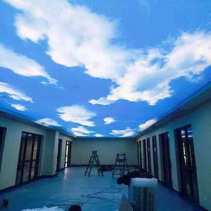 luxury roof decoration pop false ceiling 3d effect stretch ceiling lighting box pvc ceiling panel fabric designs