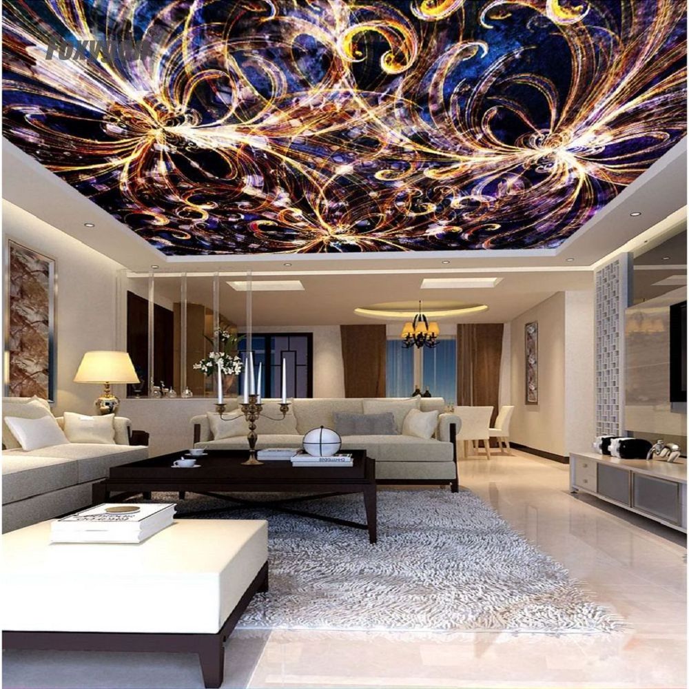 Home Decor Wall Mural Illumination Effect Fabric Tile Pvc Panel Light Design 3d Stretch Ceiling