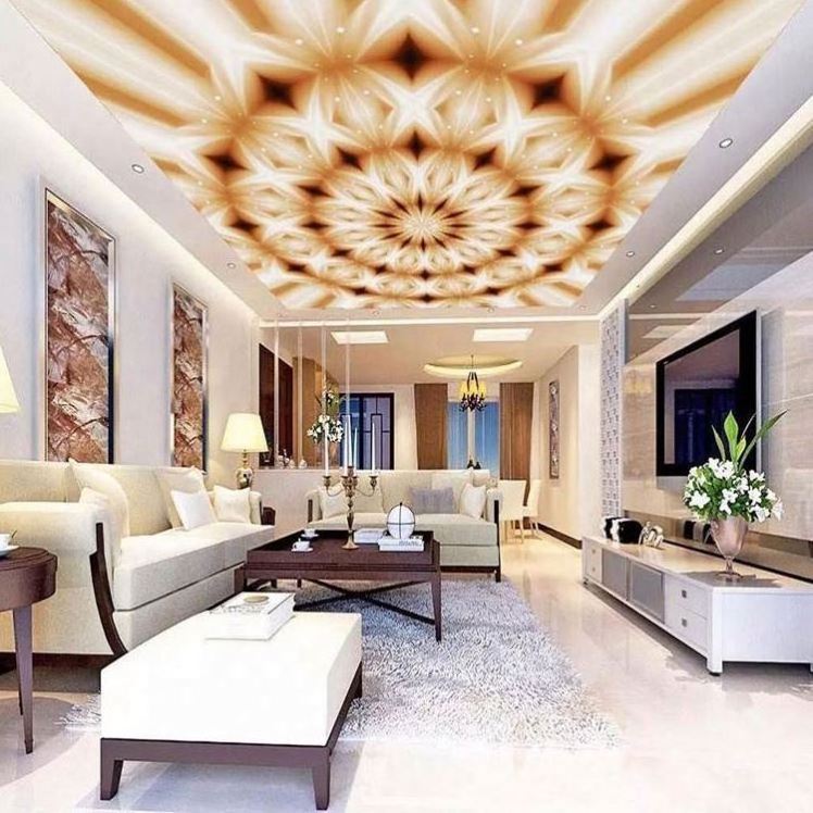 Abstract UV Print Ceiling Design for Office Artistic Decorative PVC Ceilings Material 3D Effect