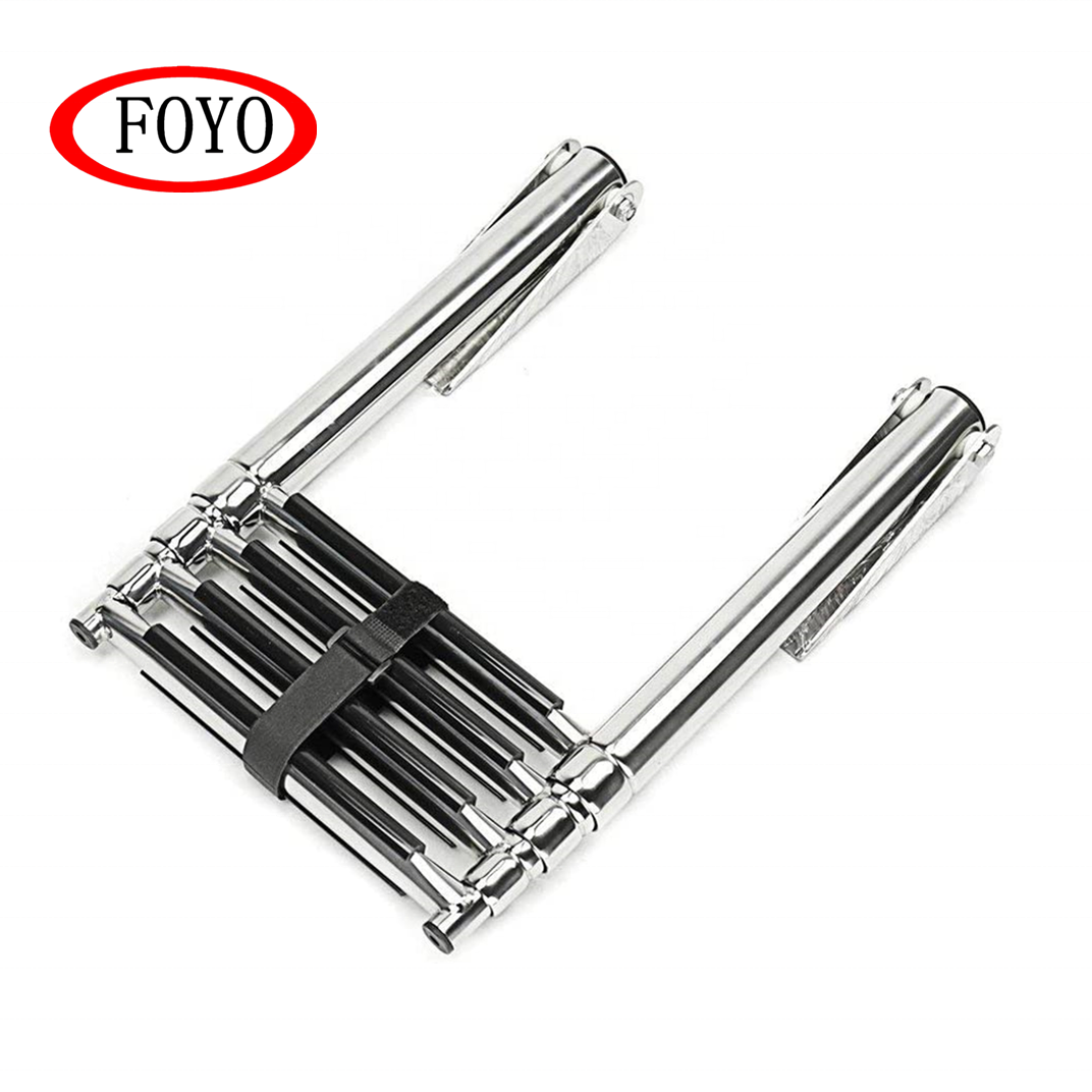 FOYO China Manufacturers Marine Hardware 4 Step Stainless Steel Over Platform Telescopic Ladders for Boat and Swimming Pool