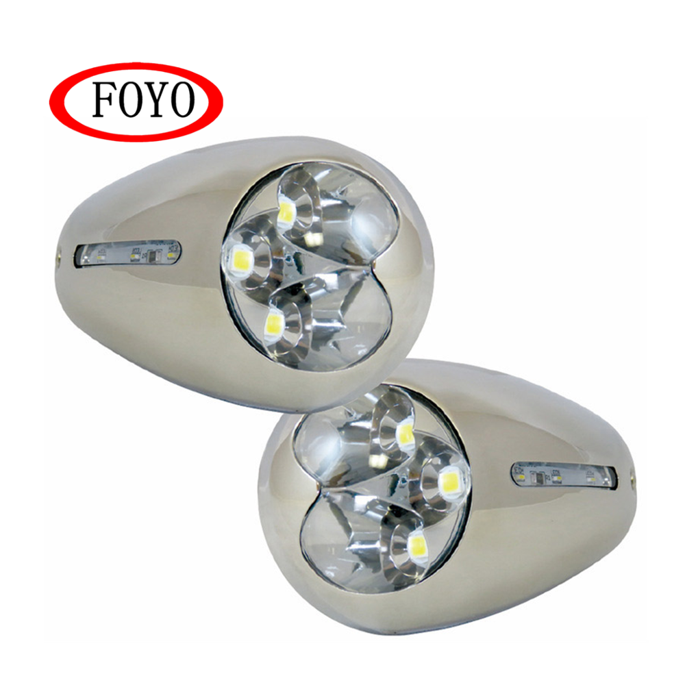 FOYO Brand LED Docking Light Marine Pontoon Boat 12V 316 Stainless Steel Surface Mount deck mount solar lights