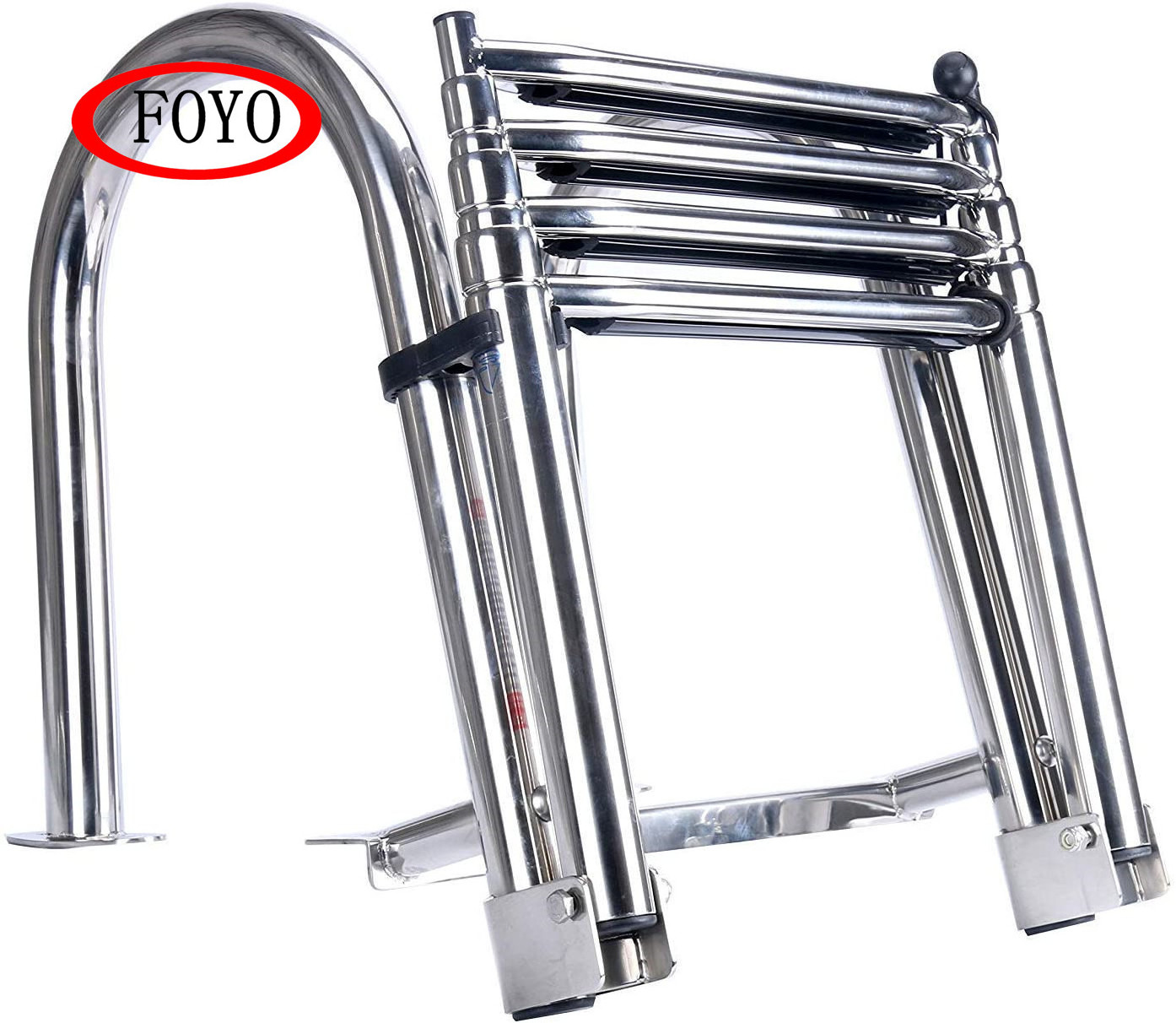 Foyo Hot Sell 4 Steps Pontoon Boat Ladder Heavy Duty Custom Swim Deck Ladder with Pedal Hand Railing Ladder