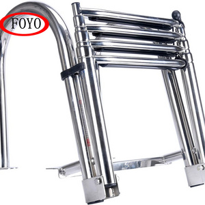 Foyo Hot Sell 4 Steps Pontoon Boat Ladder Heavy Duty Custom Swim Deck Ladder with Pedal Hand Railing Ladder