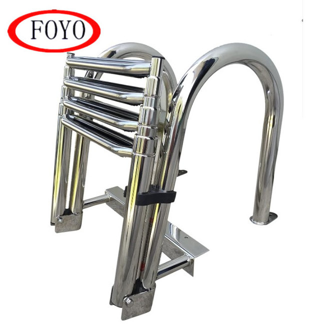 China Foyo Marine Hardware Boat Stainless Steel Telescoping 4 Step Ladder Pool Inboard Dock Swimming Ladder