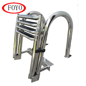 China Foyo Marine Hardware Boat Stainless Steel Telescoping 4 Step Ladder Pool Inboard Dock Swimming Ladder