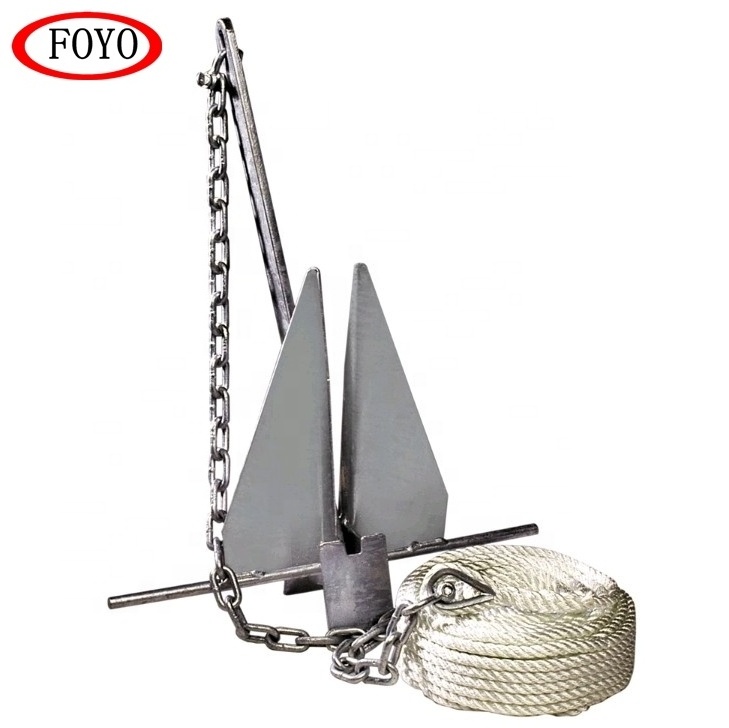 Hot Dipped Galvanized Steel High Tensile Danforth fluke Anchor kit with rope chain