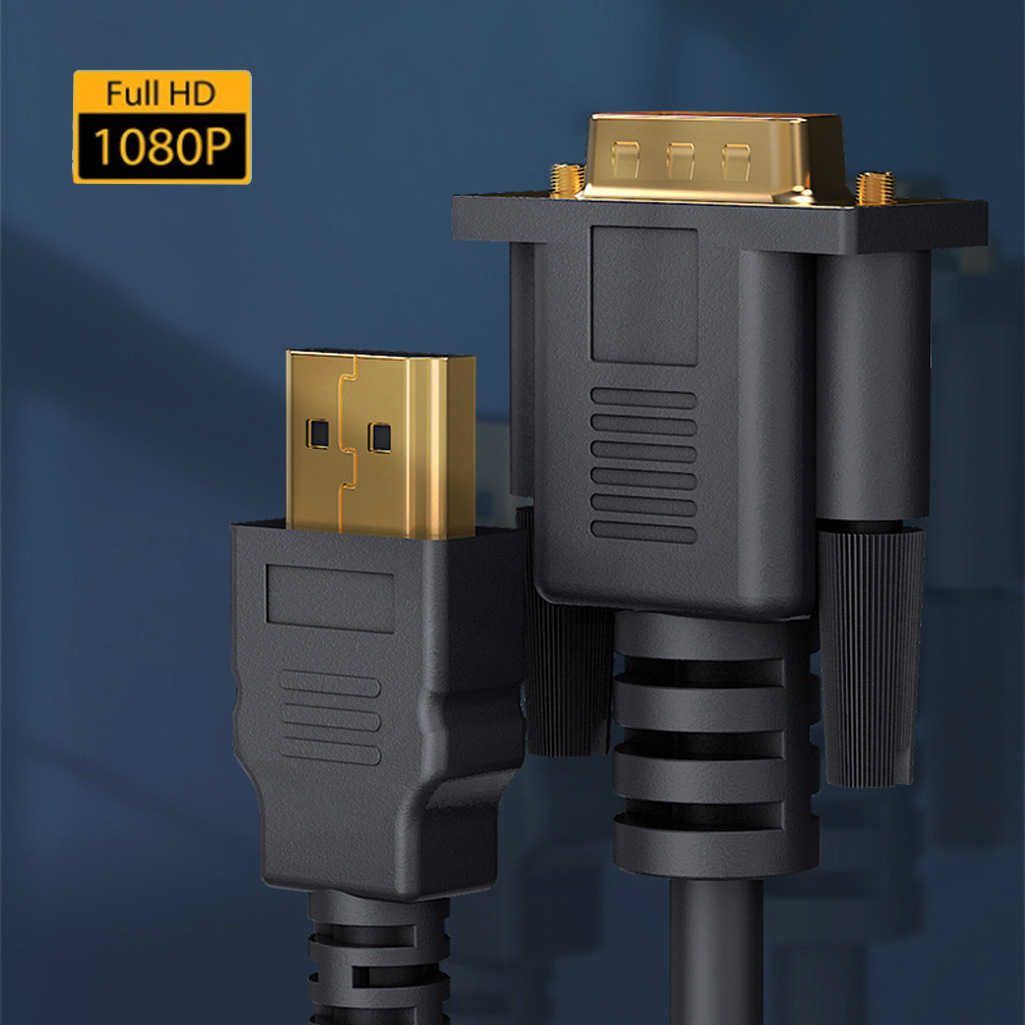 Gold Plated 1.8m VGA to HDMI Cable HD with Audio PC Computer HDMI to VGA Cable