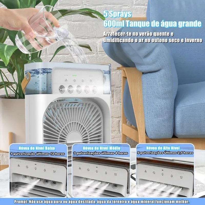 Portable Mini Air Evaporative Cooler Conditioner Fan With 7 Colors Led Light/1/2/3 H Timer/3 Wind Speeds