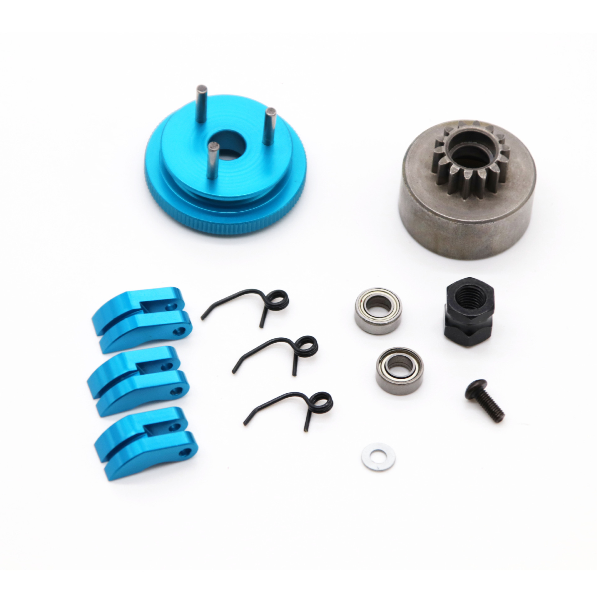 Clutch Bell Shoes Bearing 14T Gear Flywheel Assembly Kit Set Springs Cone Engine Nut for 1/8 RC Hobby Model Car HPI HSP