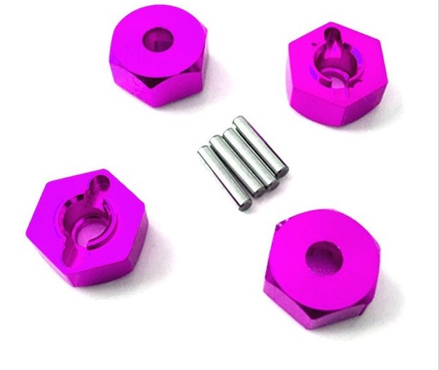 Colorful 12mm Wheel Hex Hubs Drive Adapter 5mm Thick & Flange M4 Lock Nuts Aluminum for Redcat Axial HSP Waltoys Himoto RC Truck