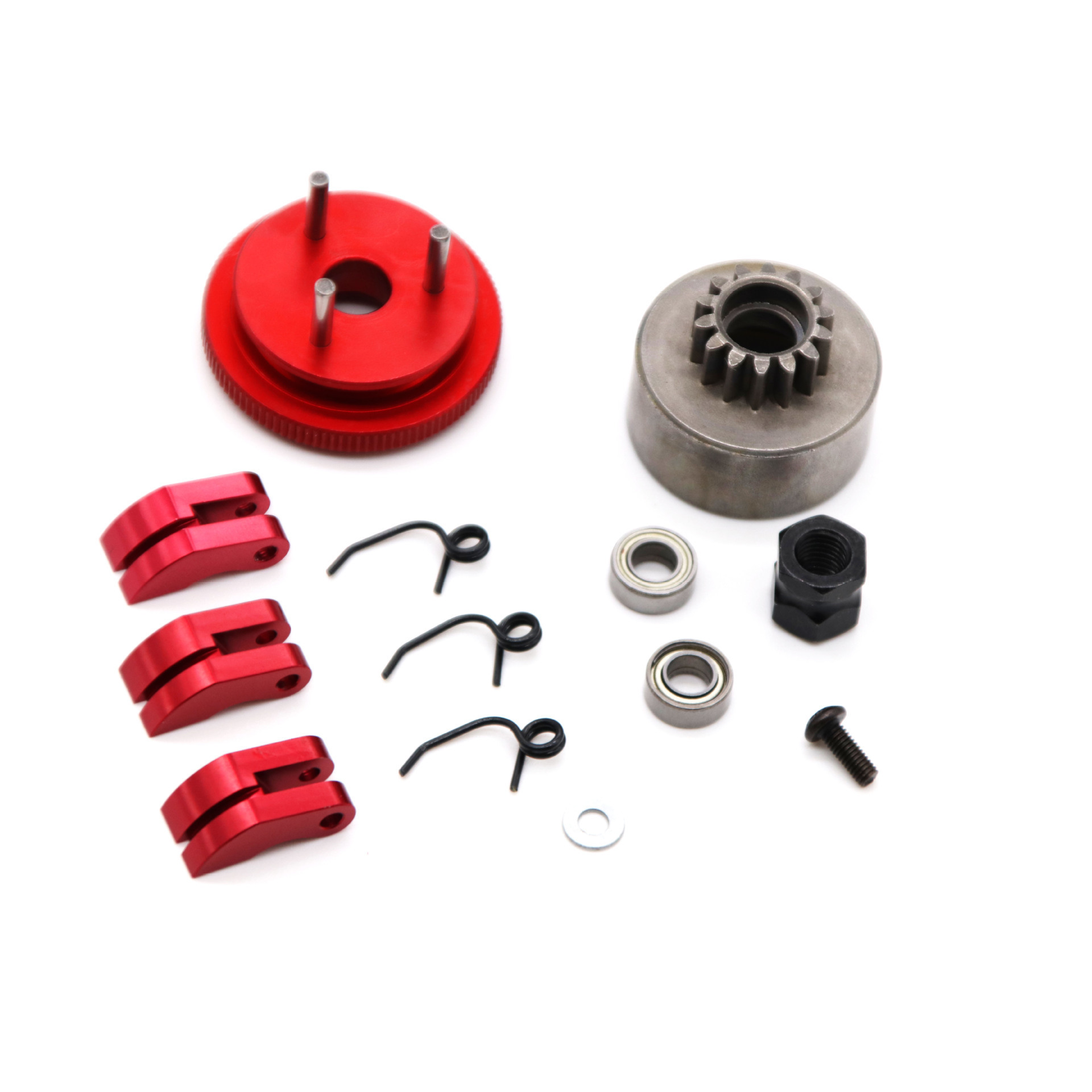 Clutch Bell Shoes Bearing 14T Gear Flywheel Assembly Kit Set Springs Cone Engine Nut for 1/8 RC Hobby Model Car HPI HSP