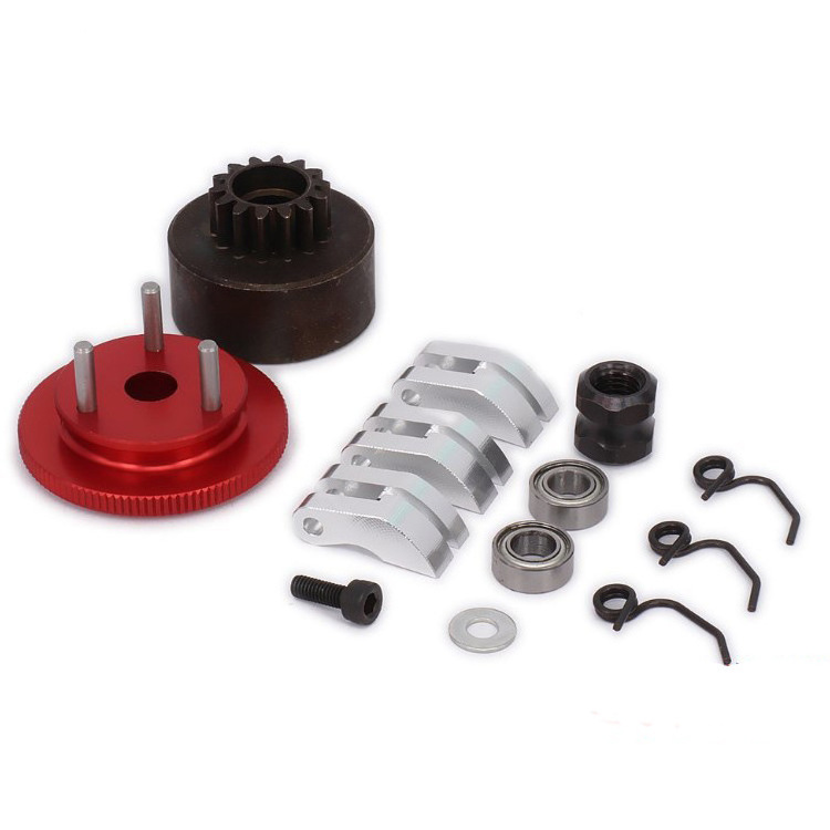 Clutch Bell Shoes Bearing 14T Gear Flywheel Assembly Kit Set Springs Cone Engine Nut for 1/8 RC Hobby Model Car HPI HSP