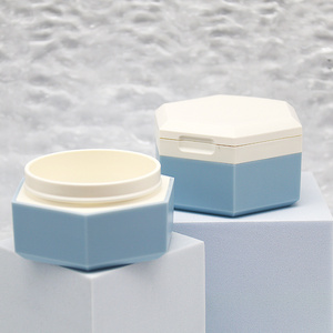 Manufacturer Hexagonal cosmetic body scrub container customized square plastic jars with lids