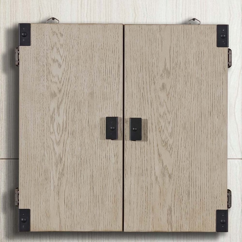 Wooden dartboard cabinet with bristle dartboard and darts