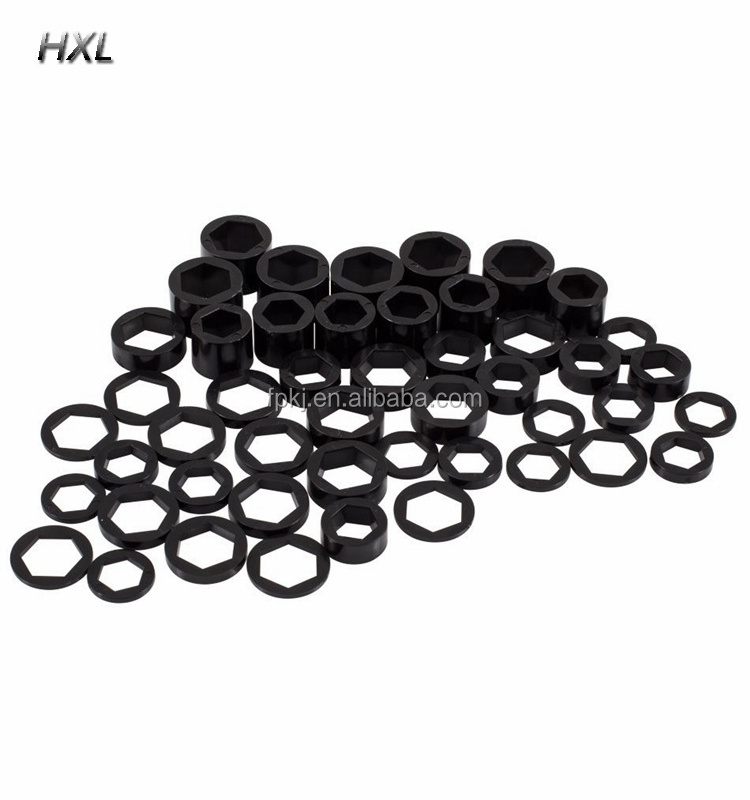 custom various types black POM Delrin flat inside hexagonal hole washer hex socket round plastic washers