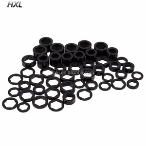 custom various types black POM Delrin flat inside hexagonal hole washer hex socket round plastic washers