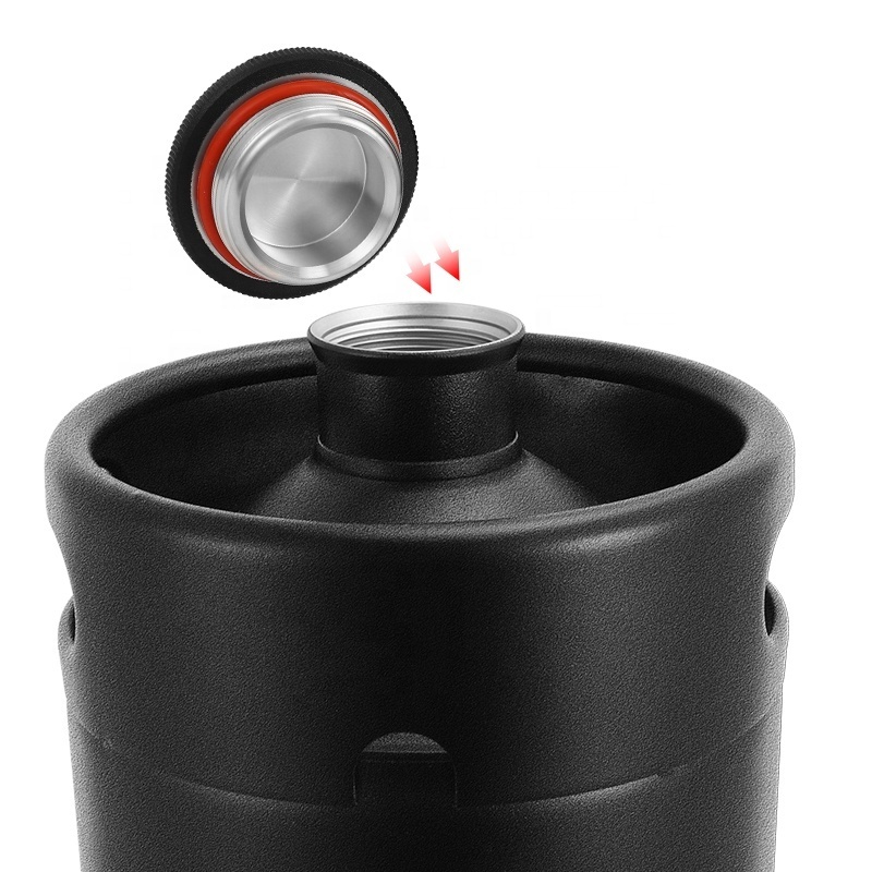 2L/3.6L/5L Beer Barrel Mini Keg, Matte Black Home Brewery Growler Kegs Brewing Craft Beer Equipment Portable Home Camping Picnic