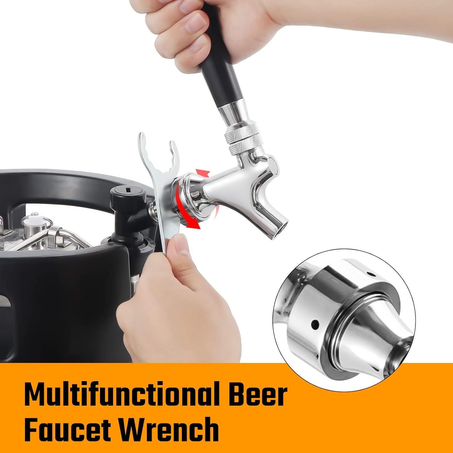 Self Closing Beer Tap Faucet  Polished Chrome Plated Brass Beer Faucet with Ball Lock Quick Disconnect Picnic Corny Keg Tap