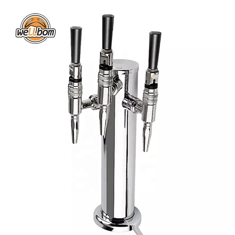 Homebrew Stainless Steel Draft Beer Triple Beer Tower with 3 Nitrogen Coffee Faucet