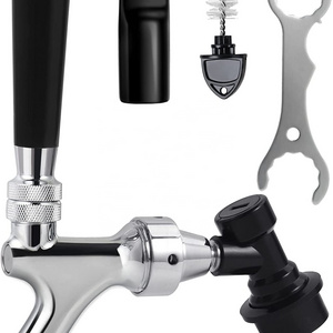 Beer Faucet Ball Lock Tap Beer Keg Tap Faucet Stainless Steel Core Polished Chrome-Plated Brass Beer Tap with Wrench for Picnic