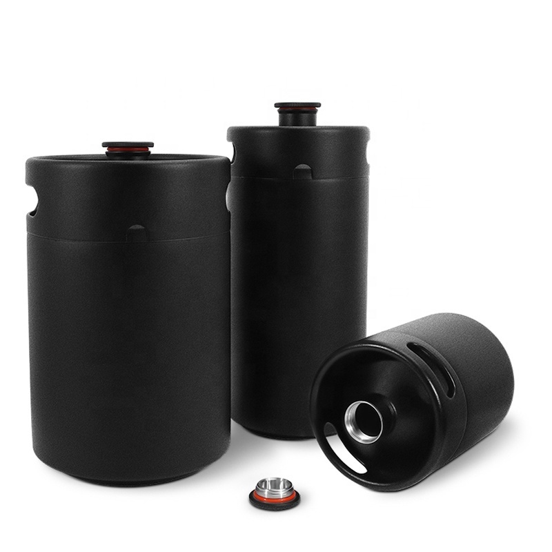 2L/3.6L/5L Beer Barrel Mini Keg, Matte Black Home Brewery Growler Kegs Brewing Craft Beer Equipment Portable Home Camping Picnic