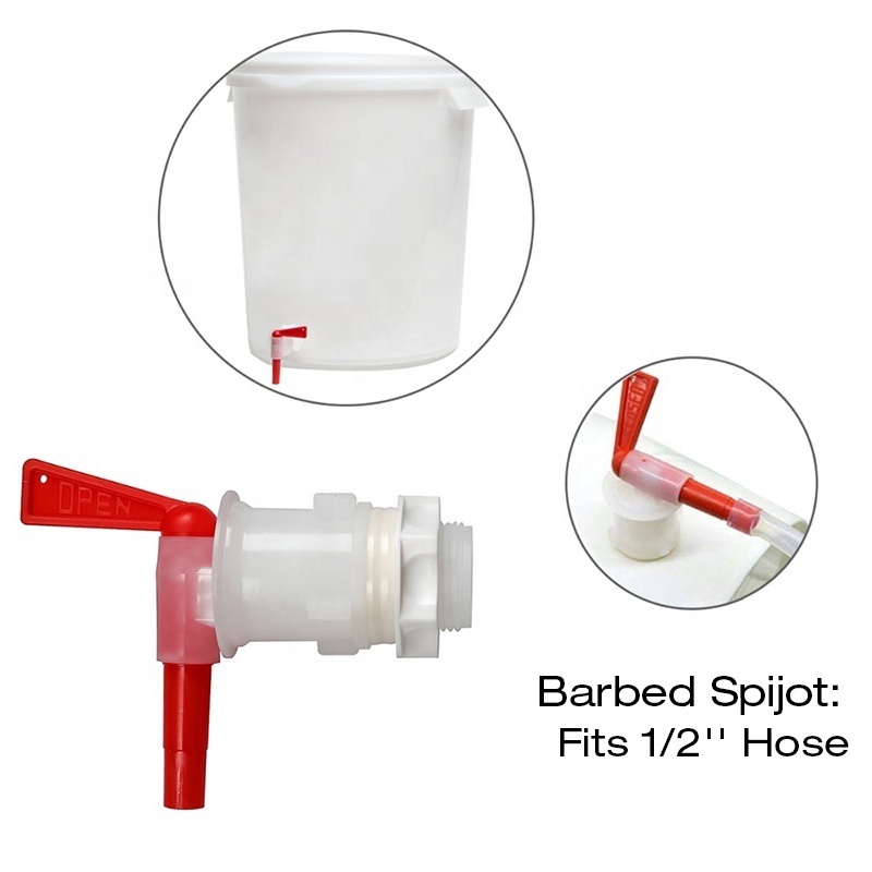 Beer Brewing Bottled Stopper Filler Outlet Bucket White Plastic Faucet with 3/8 Inch Barb for Home Beer Brewing