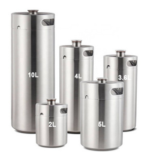 Homebrew Stainless Steel 304 Beer Keg 2L 3.6L 4L 5L 10L Mini Draft Beer Growler Beer Barrels with Sleeves and CUSTOM LOGO