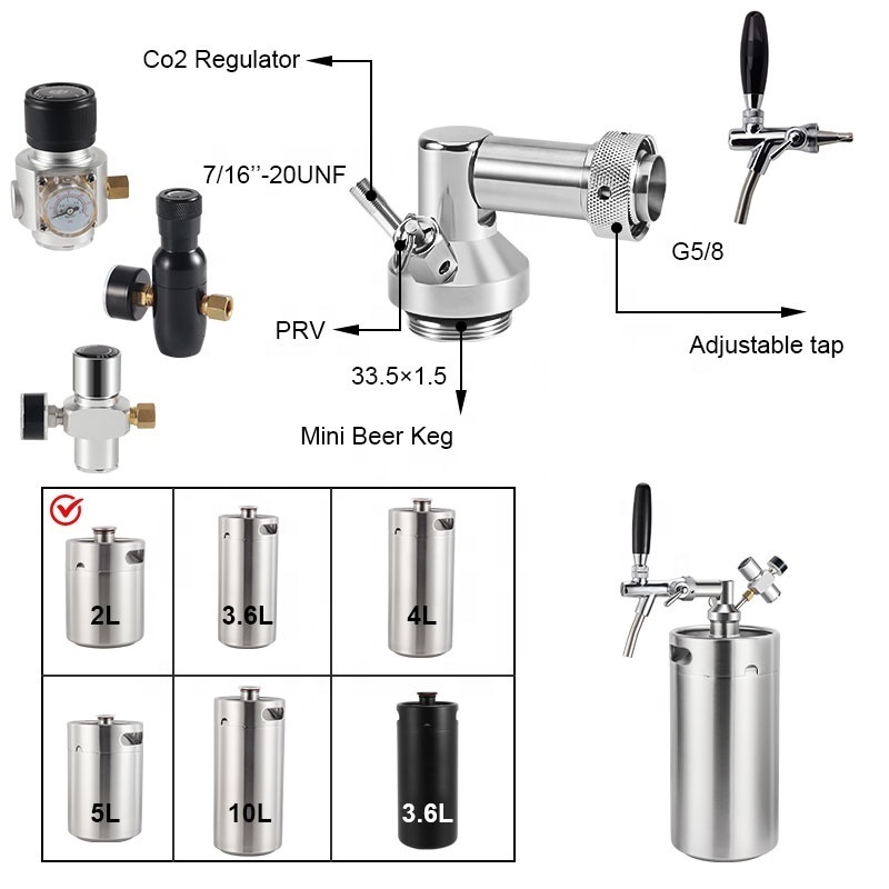 Stainless Steel Beer Barrel Keg Portable Homebrew Draft Beer Keg Dispenser Kit with sleeves and custom logo