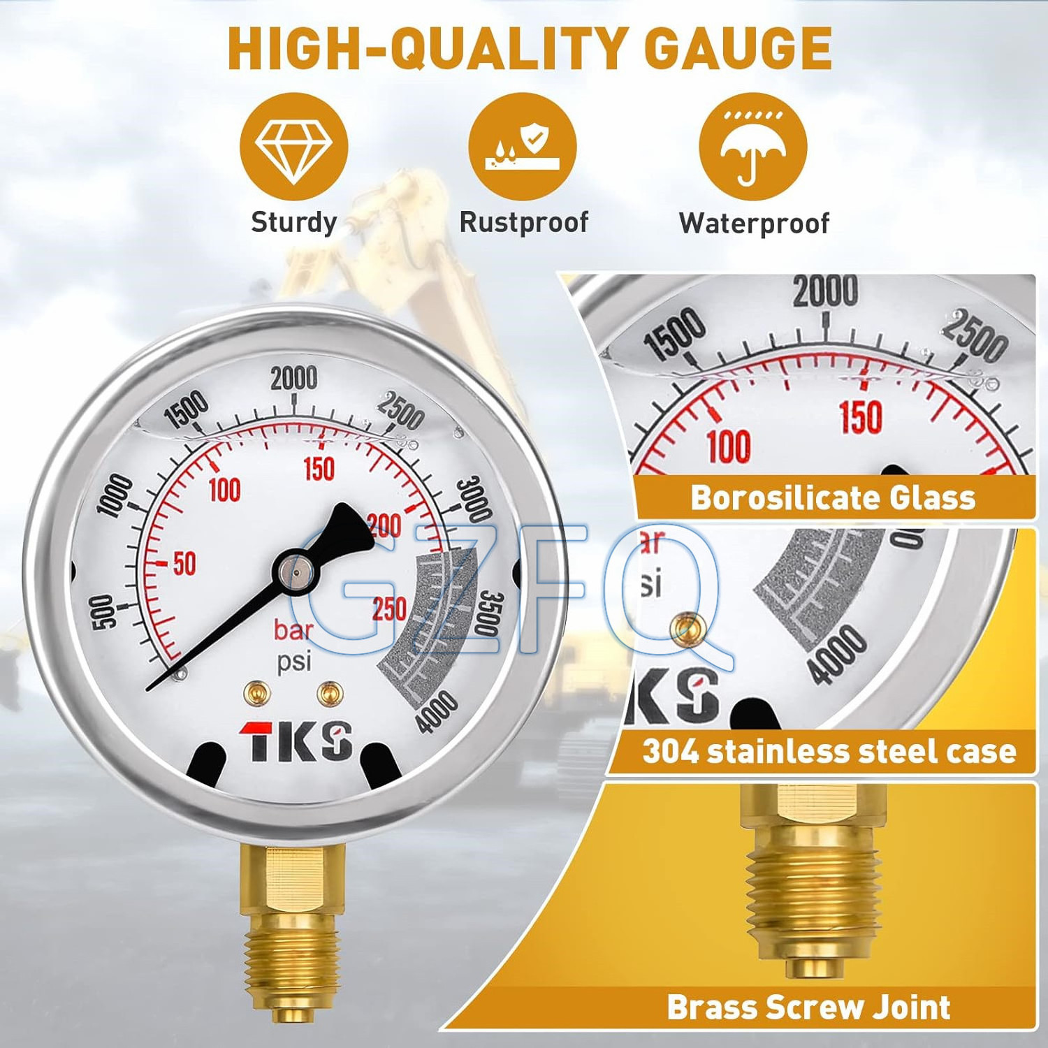 All machine universal excavator 5 gauges pressure measurement tool,DMASS 5 Gauge Hydraulic Pressure Gauges set