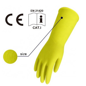 Reusable China wholesale Kitchen Long cuff flocklined household latex gloves