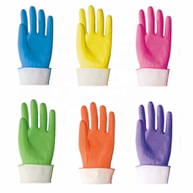 Reusable China wholesale Kitchen Long cuff flocklined household latex gloves