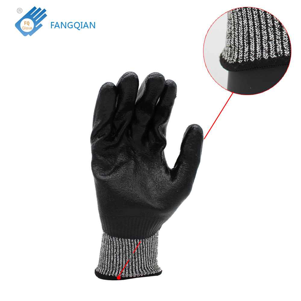 13Gauge A5 cut level 5 nitrile foam fully coated waterproof Oil Resistant gloves