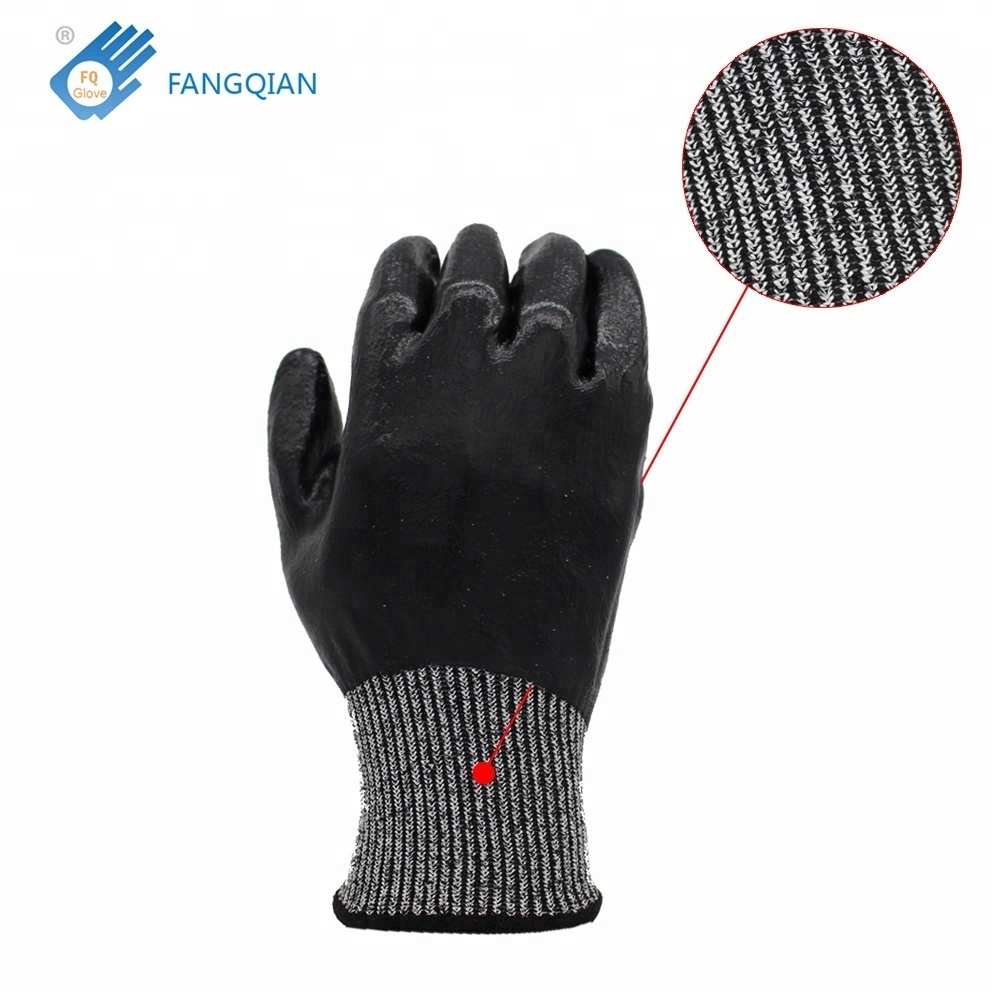 13Gauge A5 cut level 5 nitrile foam fully coated waterproof Oil Resistant gloves