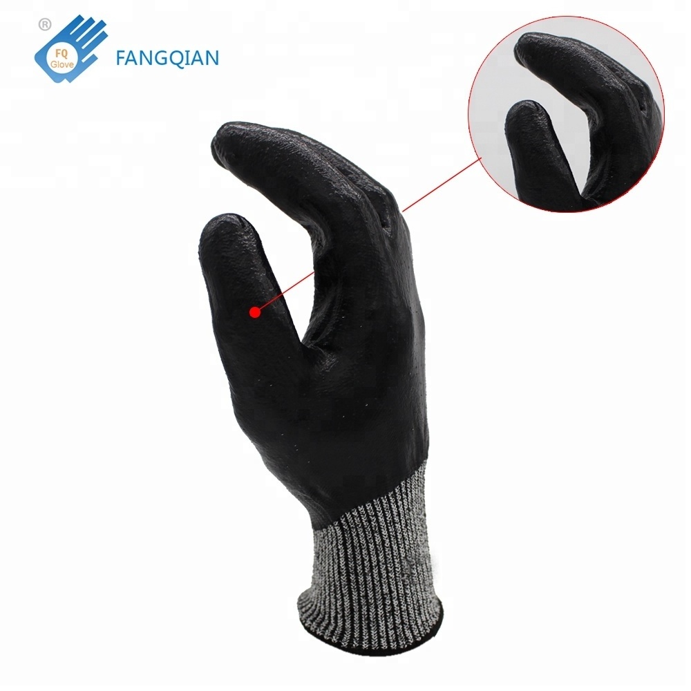 13Gauge A5 cut level 5 nitrile foam fully coated waterproof Oil Resistant gloves